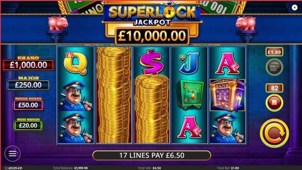 Tampilan visual slot Piggy Bankin’ Super Lock dengan latar belakang brankas emas dan celengan babi mewah.